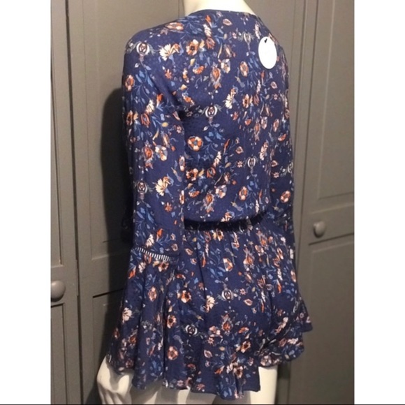 En Creme Boho Long Sleeve Purple Floral Romper - Picture 2 of 2